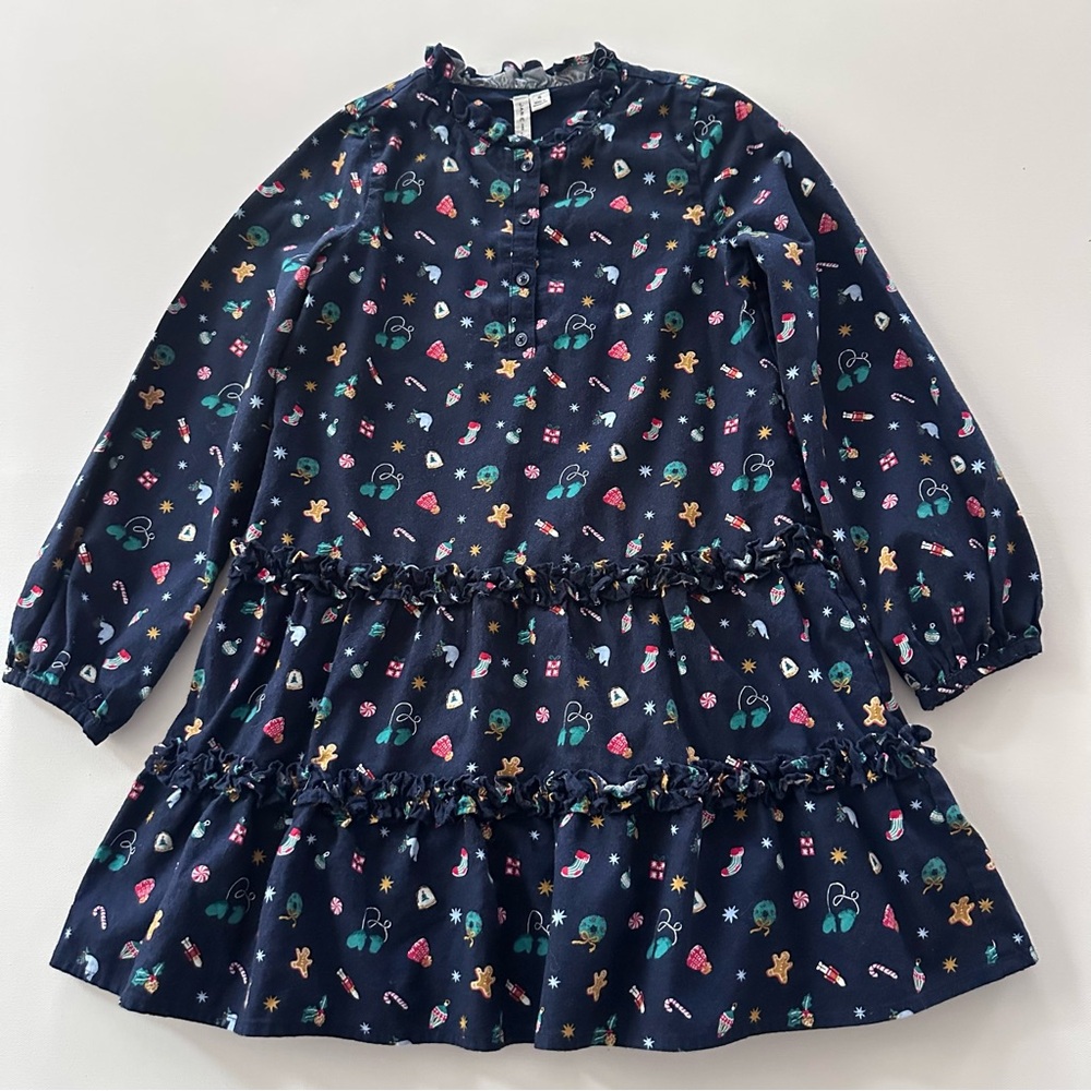 Janie and Jack Girls 10 Holiday Christmas Flannel Ruffle Dress